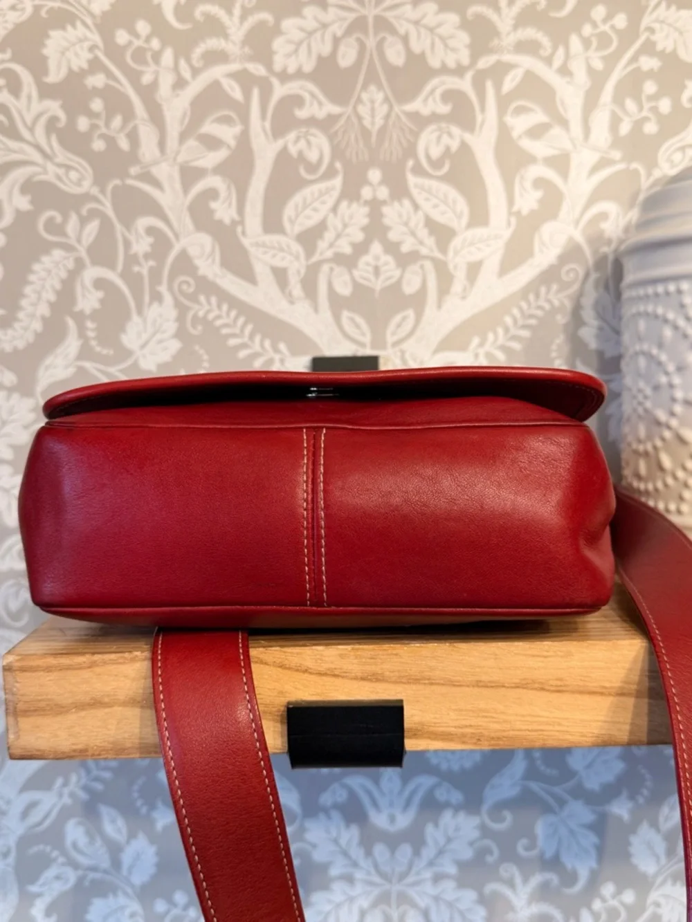 Coach Legacy Vintage Red Leather Saddle Studio Flap Crossbody Bag 9335 - Picture 7 of 14